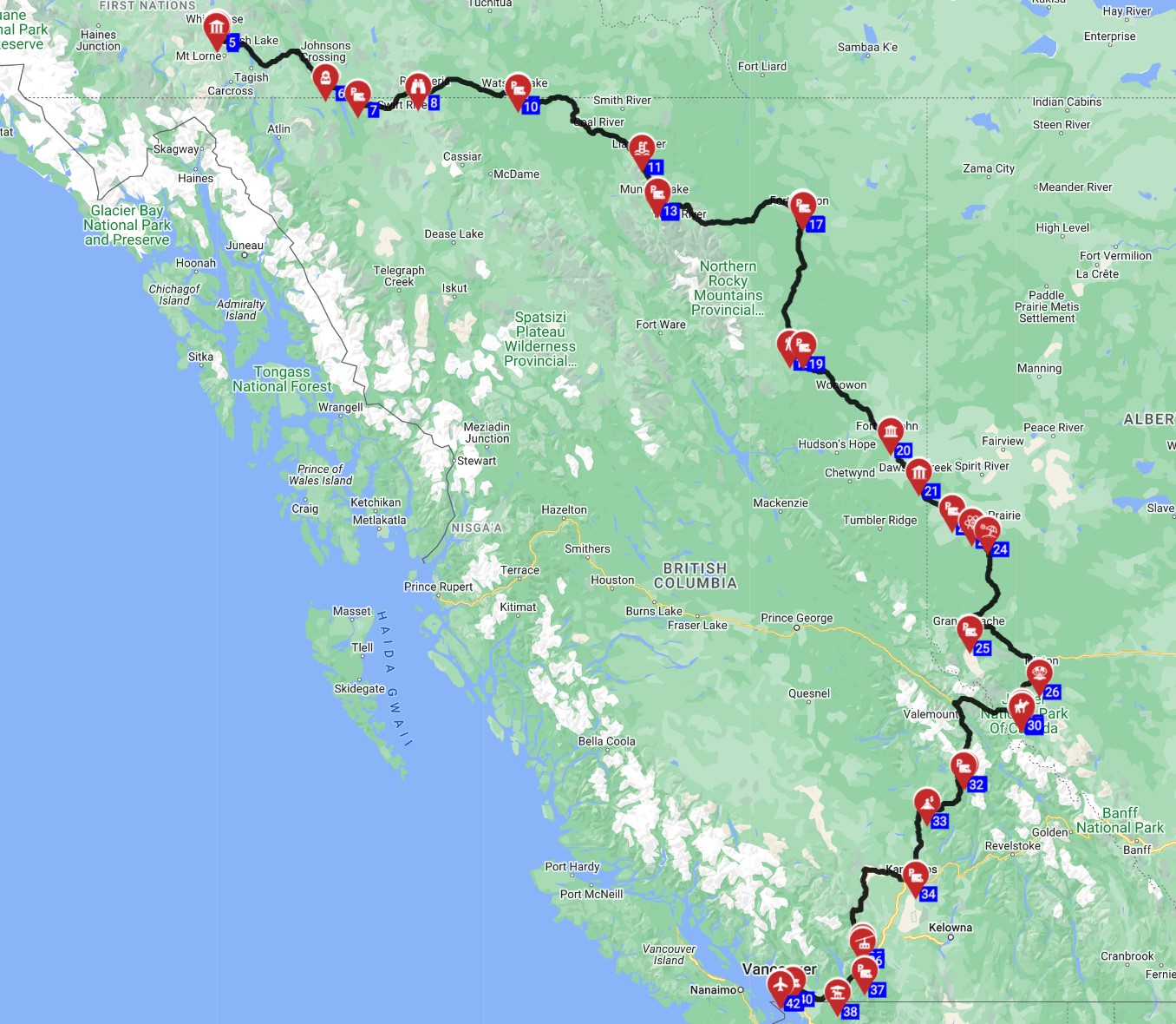 RV trip in Canada from Whitehorse to Vancouver,  tips for planning